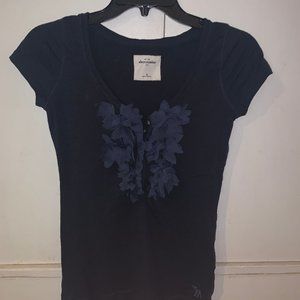Abercrombie Kids Navy Top with Floral Detail